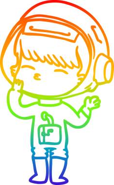 Gökkuşağı gradyan çizimi Bir çizgi roman meraklı astronot merak bir insan tarafından çizilmiş