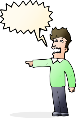 Bir insan tarafından çizilen konuşma baloncuğuyla suçlanan karikatürist.