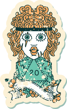 Retro Dövme Tarzı İnsan Barbarlığı Bir insan tarafından çizilmiş 20 zar ile