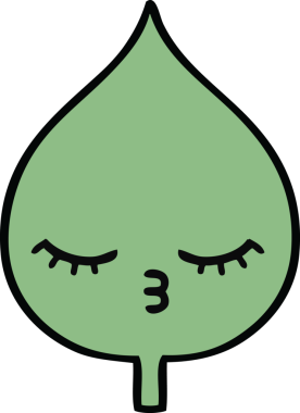 Bir insan tarafından çizilmiş dışavurumsal yaprağın sevimli karikatürü.