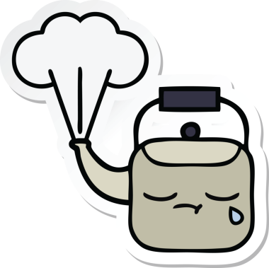 Bir insan tarafından çizilmiş dumanı tüten şirin bir çizgi film çıkartması.