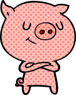 Bir insan tarafından çizilmiş mutlu çizgi film domuzu.