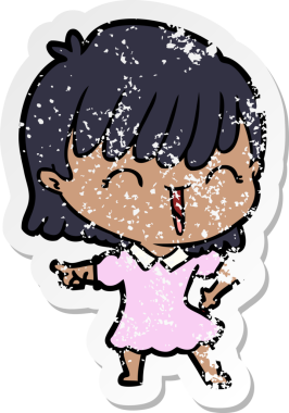 Bir insan tarafından çizilmiş karikatür bir kadının sıkıntılı çıkartması.