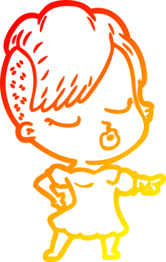 Bir insan tarafından çizilmiş güzel hippi bir çizgi film çizimi.