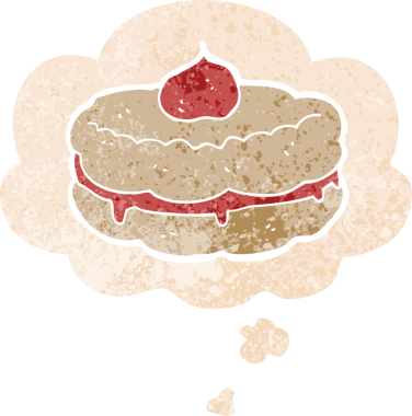 Düşünce baloncuklu çizgi film bisküvisi grunge sıkıntılı retro dokuma tarzı bir insan tarafından çizilmiş