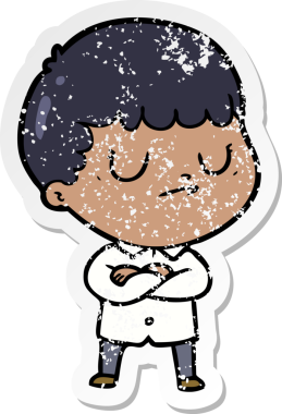 Bir insan tarafından çizilmiş huysuz bir çocuğun sıkıntılı çıkartması.