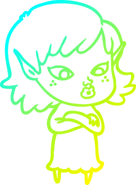 Bir insan tarafından çizilmiş güzel bir elf kızı çizimi.