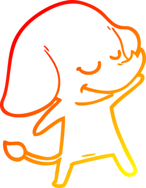 Bir insan tarafından çizilmiş gülümseyen bir filin sıcak çizgi çizimi