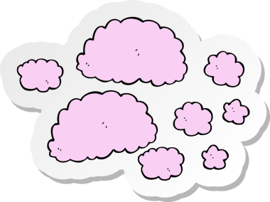 Bir insan tarafından çizilmiş pembe bulutların çıkartması.