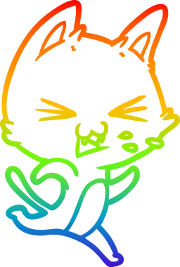 Gökkuşağı gradyan çizgi çizimi Bir insan tarafından çizilmiş bir çizgi kedi tıslama