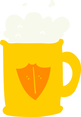 Bir insan tarafından çizilmiş düz renkli çizgi film tankardı