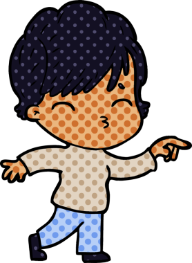 Bir insan tarafından çizilmiş bir çizgi film kadını.