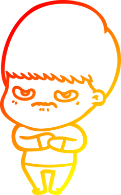 Bir insan tarafından çizilmiş kızgın çizgi film çocuğunun sıcak çizgi çizimi.