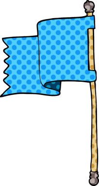 Bir insan tarafından çizilmiş mavi bir bayrak karalaması.