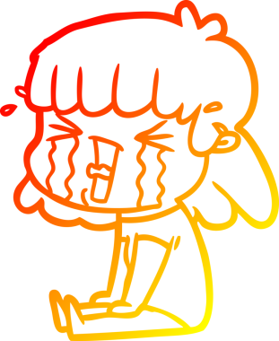 Bir insan tarafından çizilmiş göz yaşları içindeki çizgi film kadını çizimi.