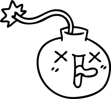 Bir insan tarafından çizilmiş tuhaf çizgi film bombası.