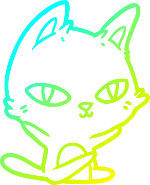 Bir çizgi film kedisinin insan tarafından çizilmiş soğuk çizgi çizimi.