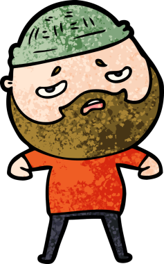 Bir insan tarafından çizilmiş sakallı endişeli bir adam.