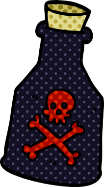 Bir insan tarafından çizilmiş bir karalama zehir şişesi.