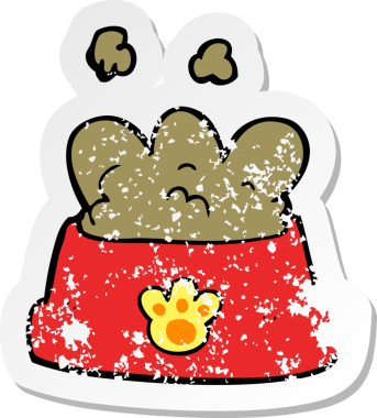 İnsan tarafından çizilmiş bir köpek mamasının gerilimli retro yapıştırması.