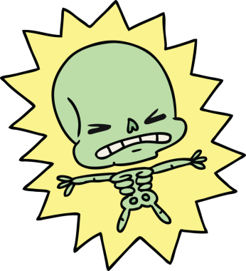 İnsan tarafından çizilmiş korkunç bir iskeletin serbest çizimi.