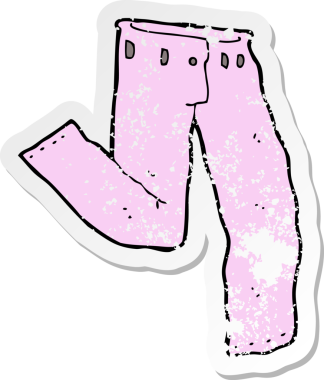 Bir insan tarafından çizilmiş pembe bir pantolonun gerilimli çıkartması.