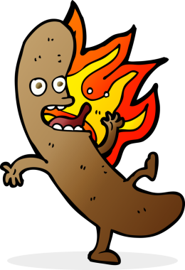 Bir insan tarafından çizilmiş çılgın çizgi film sosisi.