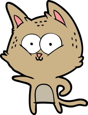 Bir insan tarafından çizilmiş çizgi film kedisi.