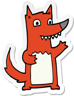 Bir insan tarafından çizilmiş bir kurt çizgi filminin çıkartması.