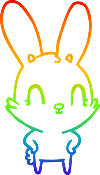 Gökkuşağı gradyan çizgisi. Bir insan tarafından çizilmiş şirin bir tavşan çizimi.