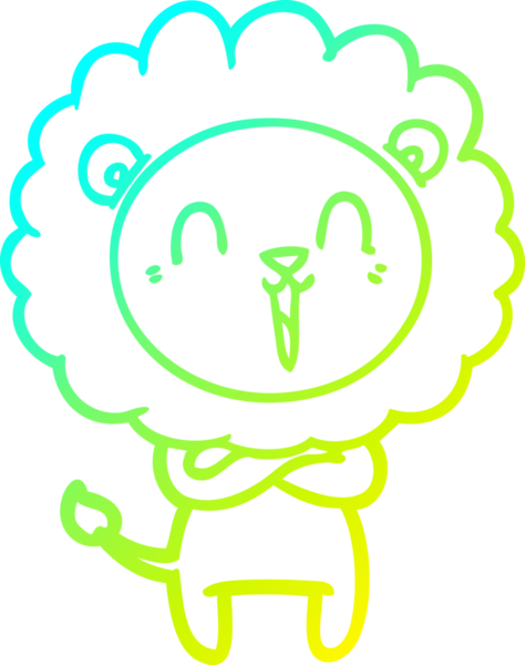 Bir insan tarafından çizilmiş gülen aslan karikatürü.