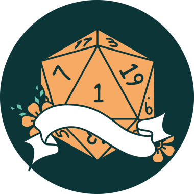 Bir insan tarafından çizilen bir d20 zar atma ikonu