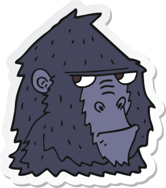 Bir insan tarafından çizilmiş karikatür gorili çıkartması.