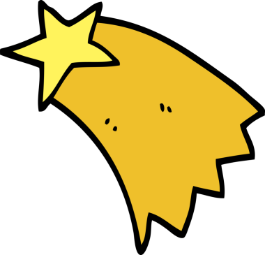 Bir insan tarafından çizilmiş karalama stili kayan yıldız.