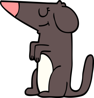 Bir insan tarafından çizilmiş iyi huylu bir köpek.