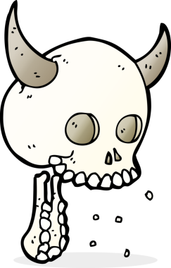 Bir insan tarafından çizilmiş ürkütücü bir kafatası.