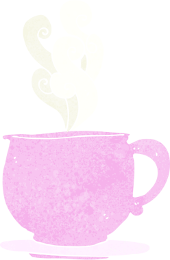 Bir insan tarafından çizilmiş şekerli çay fincanı.