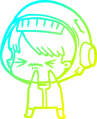 Bir insan tarafından çizilmiş kızgın bir uzay kızı çizimi.