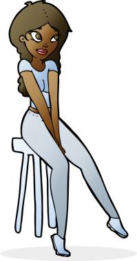 Bir insan tarafından çizilmiş taburedeki güzel kız.