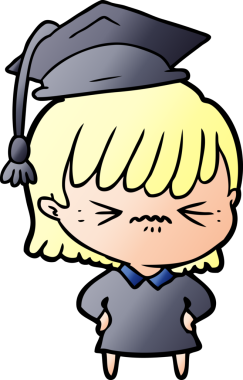 Bir insan tarafından çizilmiş kızgın çizgi film kızı.