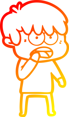 Bir insan tarafından çizilmiş endişeli bir çizgi film çocuğu çizimi.