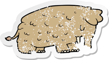 Bir insan tarafından çizilmiş bir mamutun sıkıntılı çıkartması.