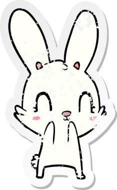 Bir insan tarafından çizilmiş şirin bir tavşanın sıkıntılı çıkartması.