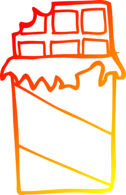 Bir insan tarafından çizilmiş çikolatanın sıcak çizgi çizimi.