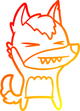 Bir insan tarafından çizilmiş kızgın bir kurt çizgi karakteri.