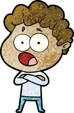 Bir insan tarafından çizilmiş bir karikatür adamı şaşkınlıkla nefes nefese kaldı.