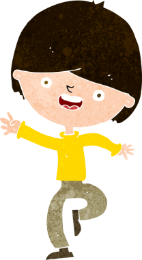 Bir insan tarafından çizilmiş mutlu çocuk çizgi filmi.