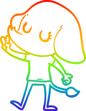 Gökkuşağı gradyan çizgisi bir insan tarafından çizilmiş şirin bir fil çizimi