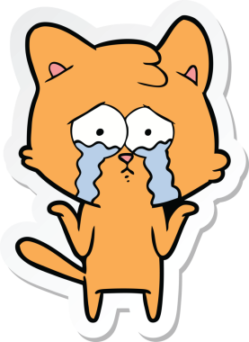 Bir insan tarafından çizilmiş çizgi film kedisinin çıkartması.