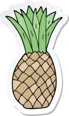 Bir insan tarafından çizilmiş bir ananasın çıkartması.